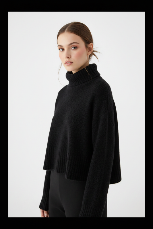 Pull noir vue naturelle de côté
